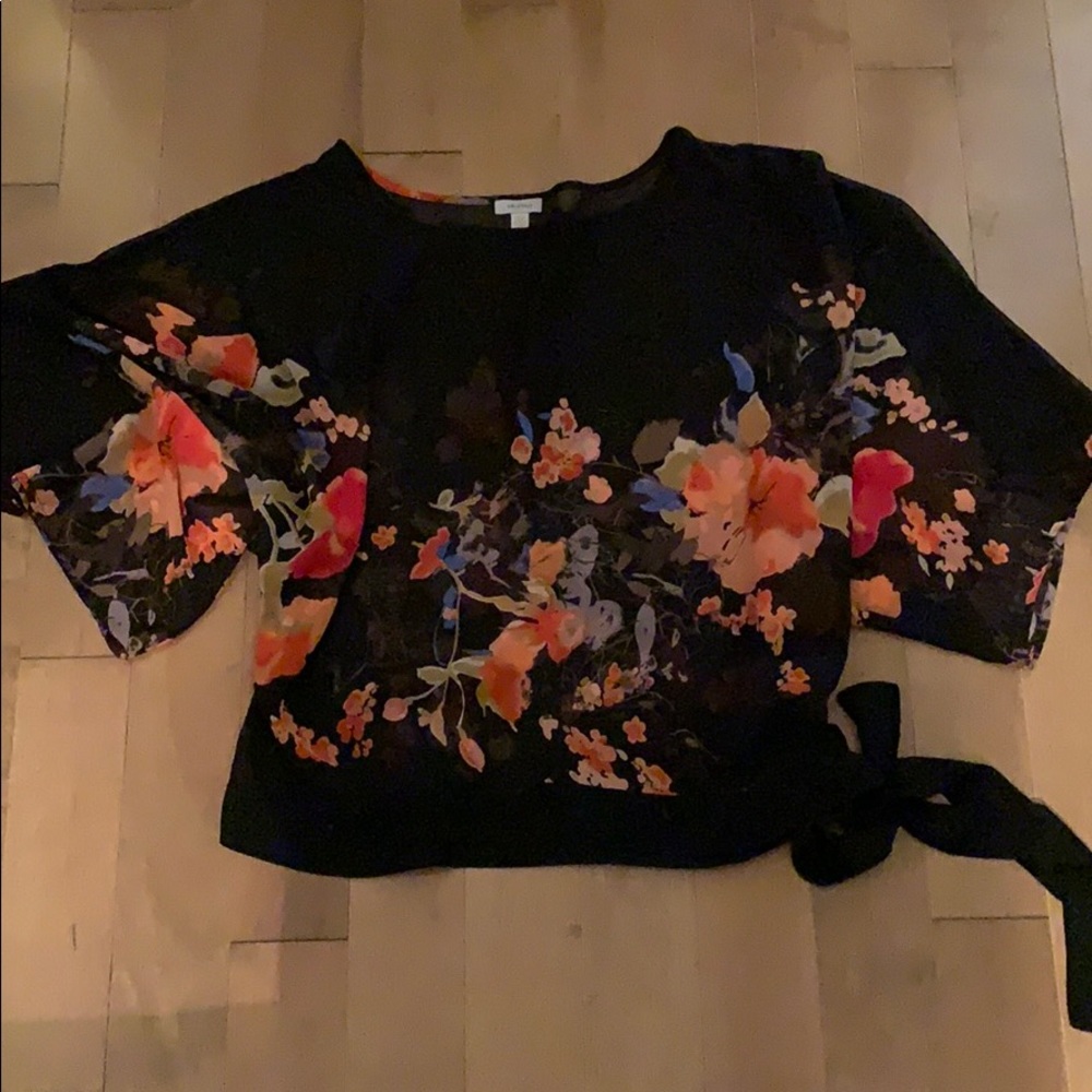 Sheer black floral blouse
